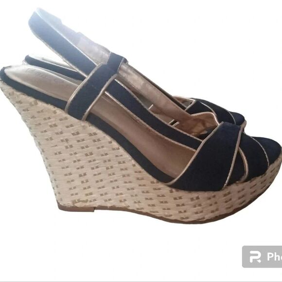 Lilly Pulitzer Ashley Canvas Sling Back Wedge Espadrilles Size 9 - Picture 1 of 6
